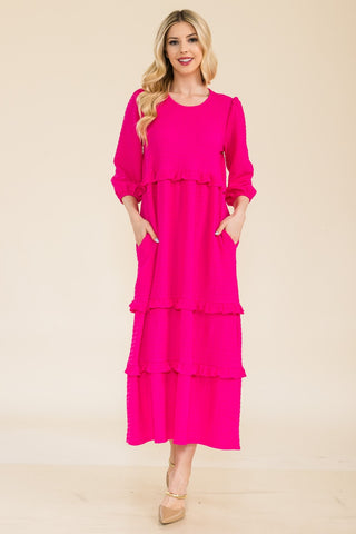 Full Size Tiered-Ruffle Midi Dress