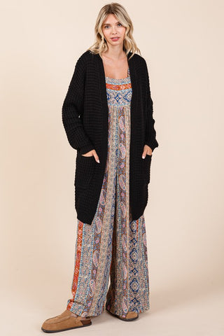 Mittoshop Open Front Long Sleeve Long line Cardigan