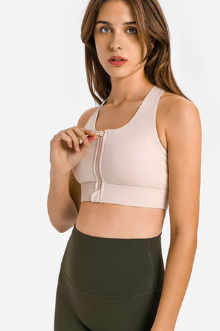 Zip Up Racer back Sports Bra