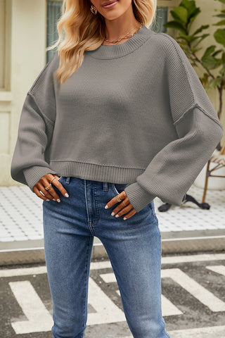 Round Neck Dropped Shoulder Sweater