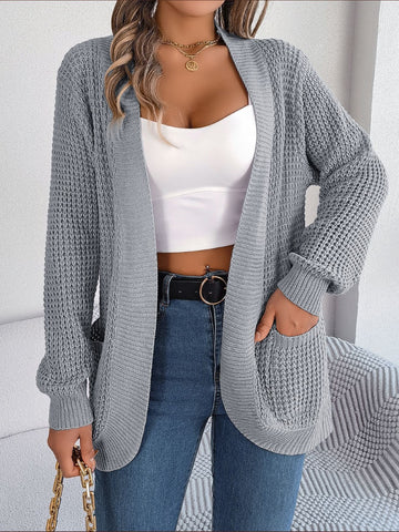 Open Front Long Sleeve Cardigan with Pockets