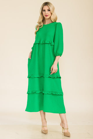 Full Size Tiered-Ruffle Midi Dress