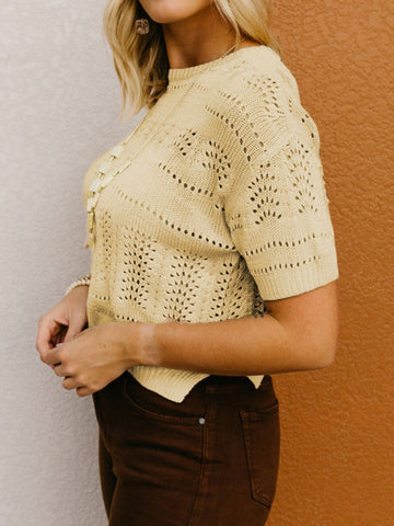 Round Neck Short Sleeve Sweater