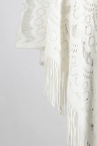 Fringe  Surplice Cape Sleeve Poncho