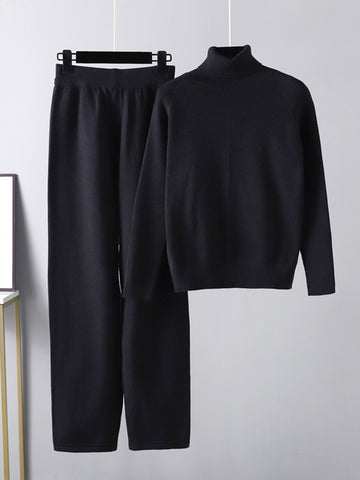 Basic Bea Turtleneck Raglan Sleeve Top and Pants Sweater Set