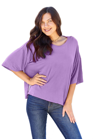 Full Size Round Neck Drop Shoulder T-Shirt