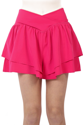 V-Shaped High Waist Layered Active Shorts