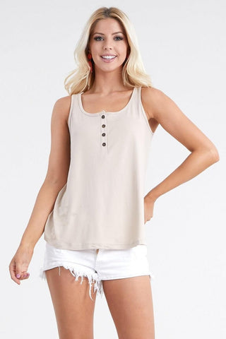 Nine xis Square Neck Half Button Tank