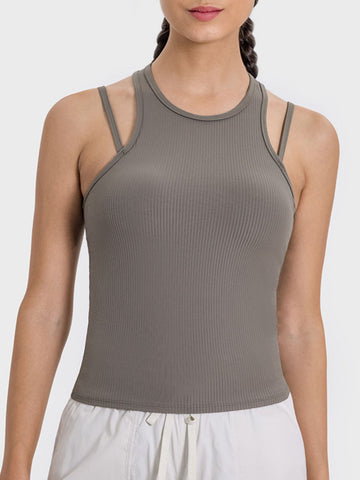 Cutout Round Neck Racer back Active Tank