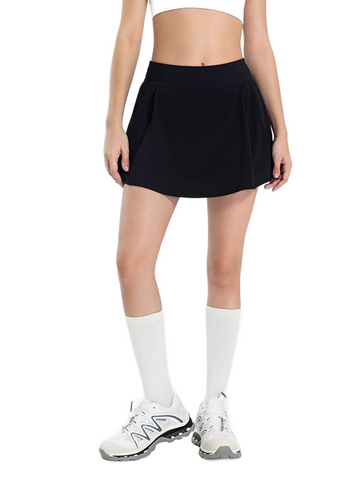 Pleated Detail Mid-Rise Waist Active Skirt