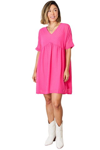 Rolled Short Sleeve Baby doll Dress