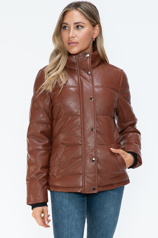 PMI Pocketed Zip Up Turtleneck Puffer Jacket