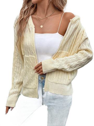 Zip Up Long Sleeve Hooded Cardigan