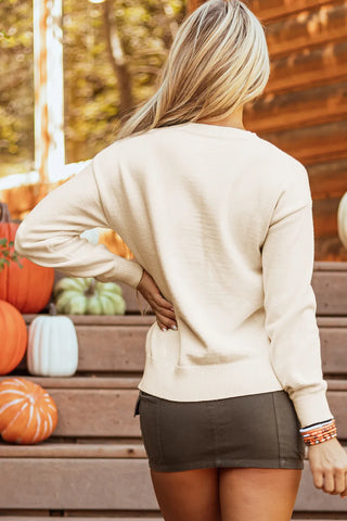 BOO, Round Neck Long Sleeve Sweater