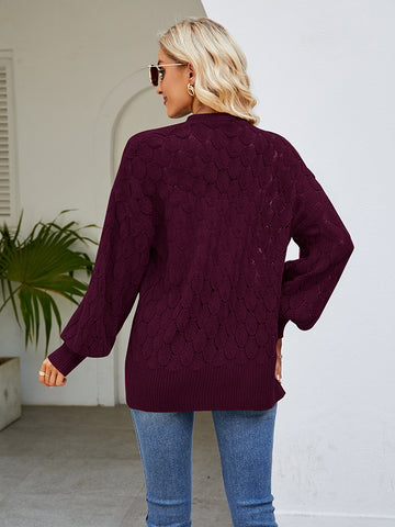 Open Front Lantern Sleeve Cardigan