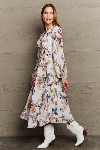 Netherlands Good Day Chiffon Floral Midi Dress