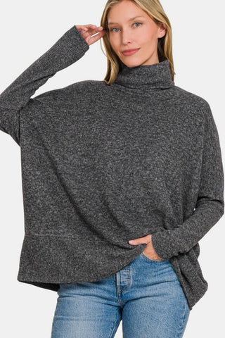 Banana Full Size Brushed Mélange HACCP Turtleneck Sweater