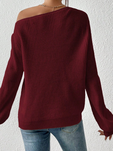 Single Shoulder Long Sleeve Sweater