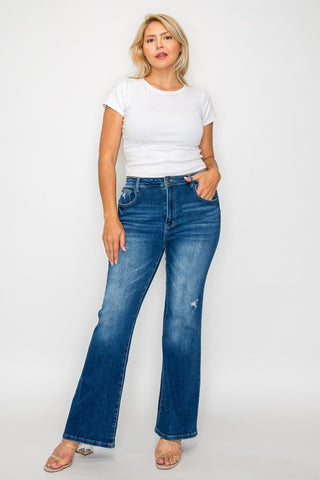 Full Size High Rise Boot cut Jeans with Pockets