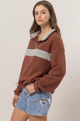 HAVE Fleece Color Block Half Zip Sweatshirt