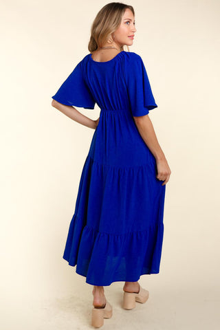 Tiered Baby doll Maxi Dress with Side Pocket