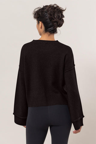 HAVE Round Neck Dropped Shoulder Ribbed Sweater