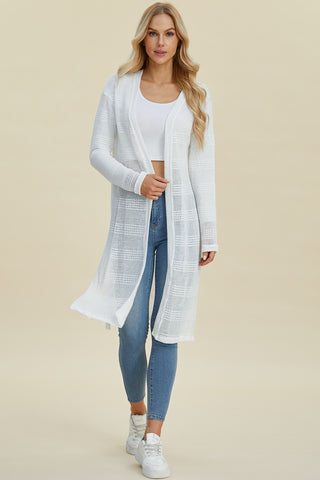 Full Size Open Front Longline Cardigan