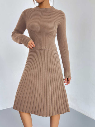 Rib-Knit Sweater and Skirt Set