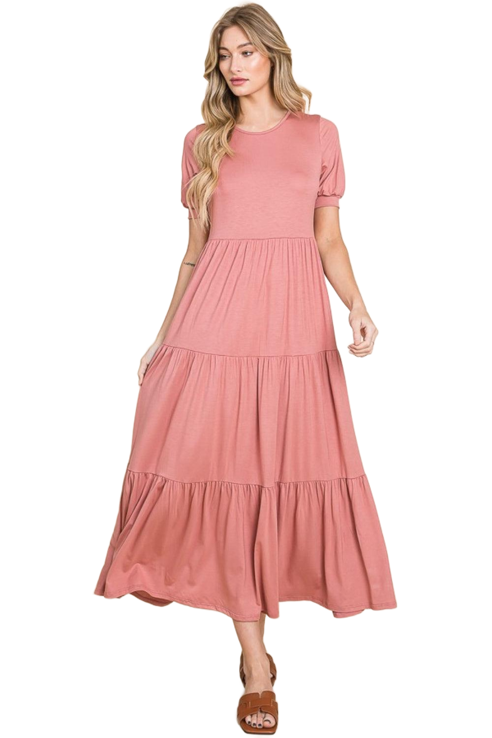 Short Sleeve Tiered Maxi Dress