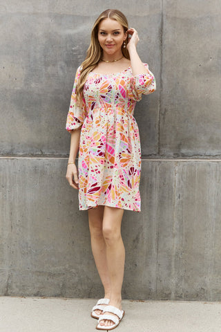 Full Size Floral Print Mini Dress