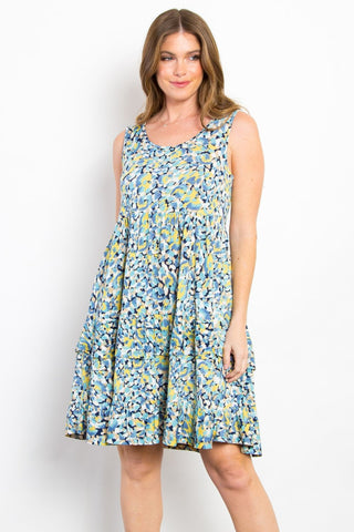 Full Size Print Wrinkle Free Ruffled Dress