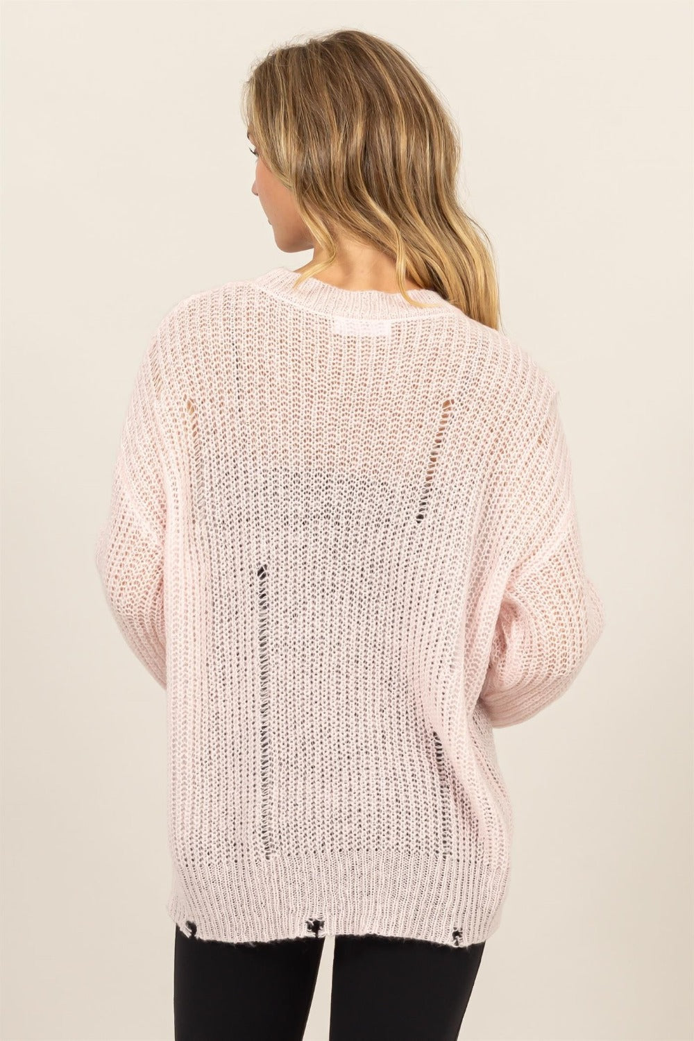 HAVE Distressed Long Sleeve Knit Top