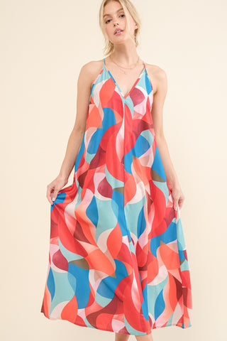 Printed Crisscross Back Camo Dress