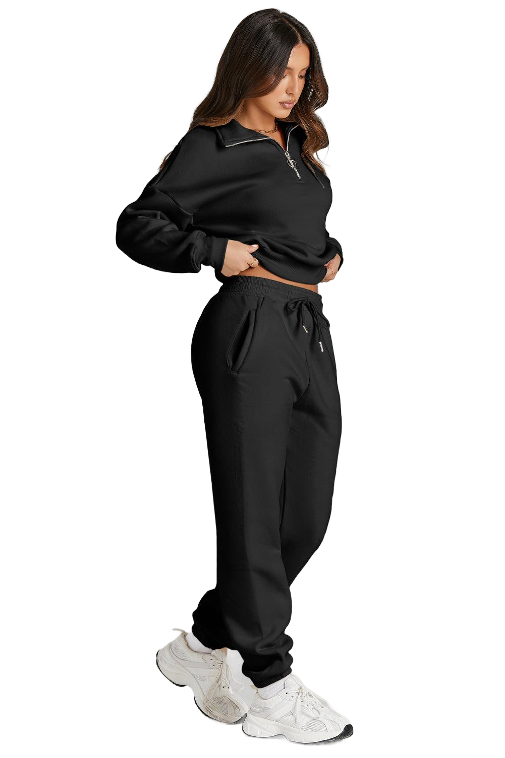 Quarter Zip Top and Drawstring Pants Active Set