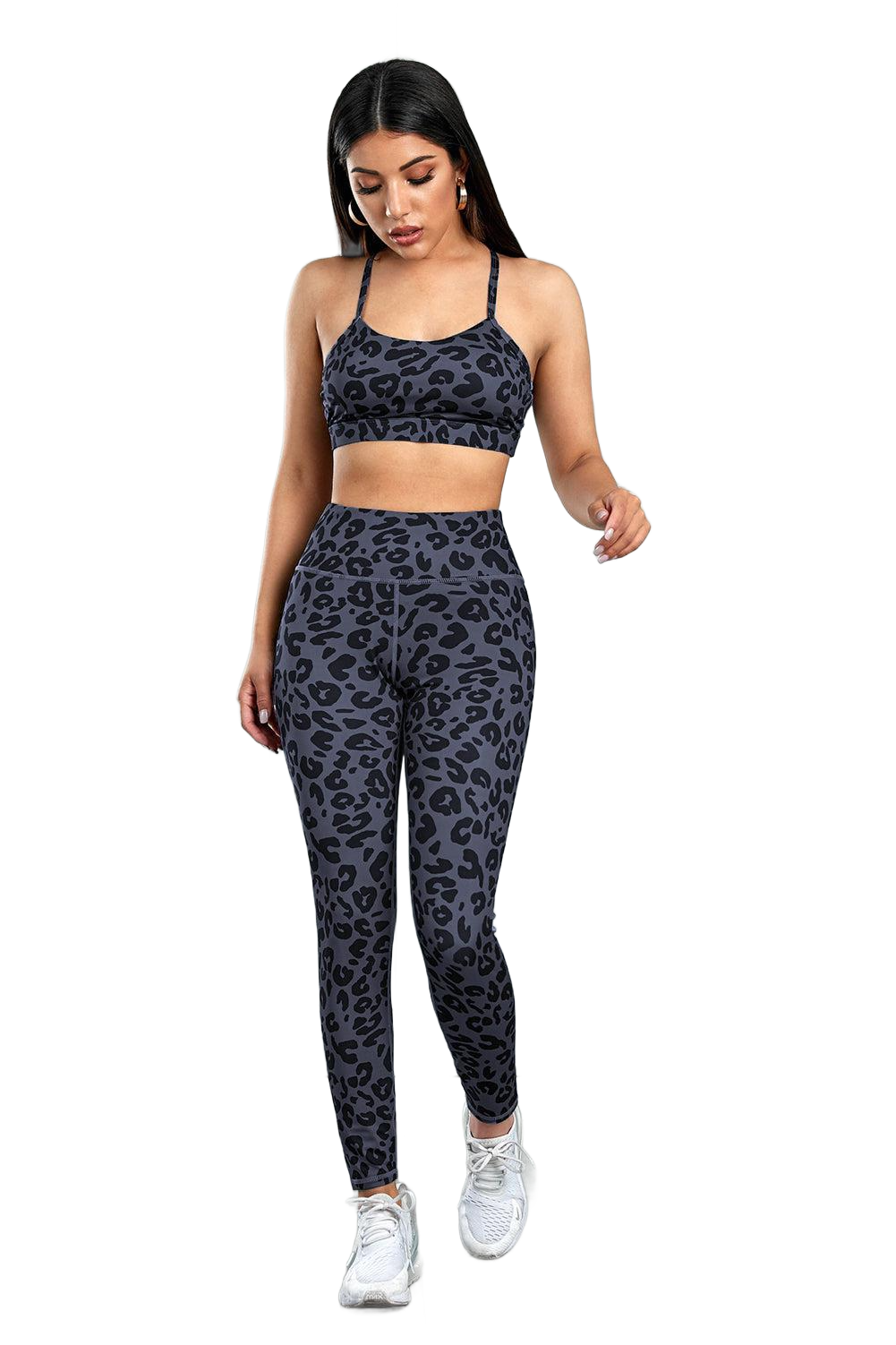 Leopard Cutout Sports Bra and Leggings Set