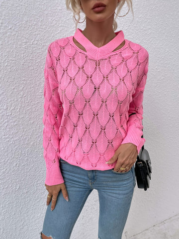 Cutout Dropped Shoulder Sweater