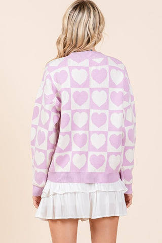 Photoshop Checkered Heart Button Down Cardigan