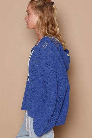 Cable Knit Hooded Chenille Sweater