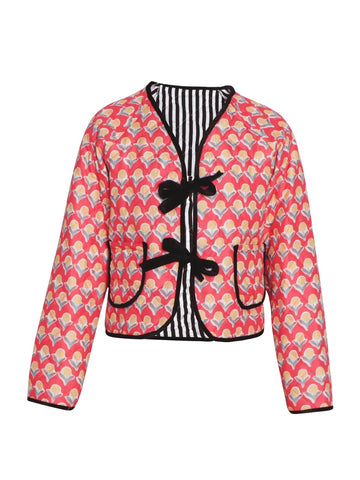 Tied Printed Long Sleeve Jacket