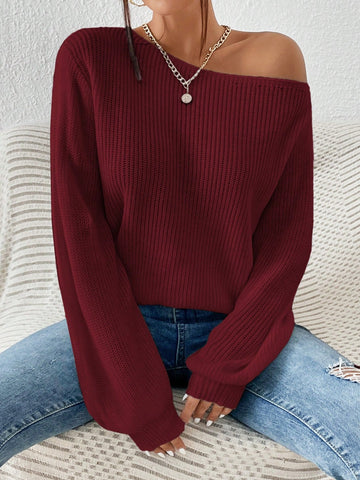 Single Shoulder Long Sleeve Sweater