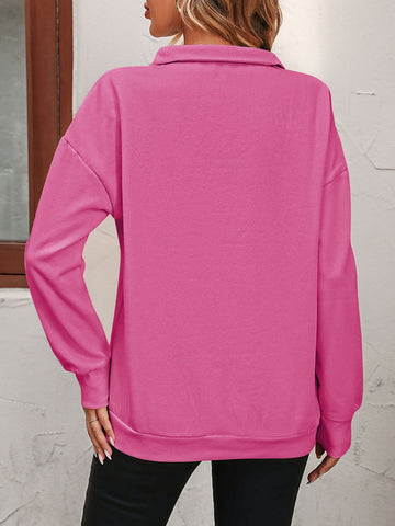 Zip-Up Dropped Shoulder Sweatshirt