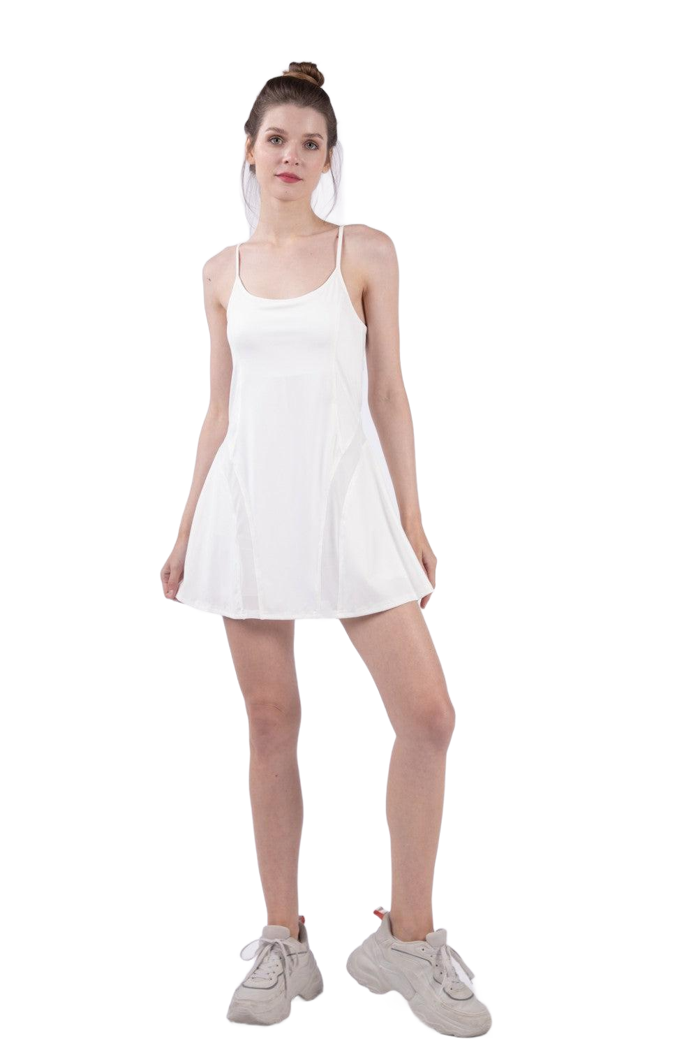 Mesh Detail Tennis Mini Active Dress with Shorts Inside