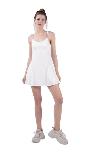 Mesh Detail Tennis Mini Active Dress with Shorts Inside