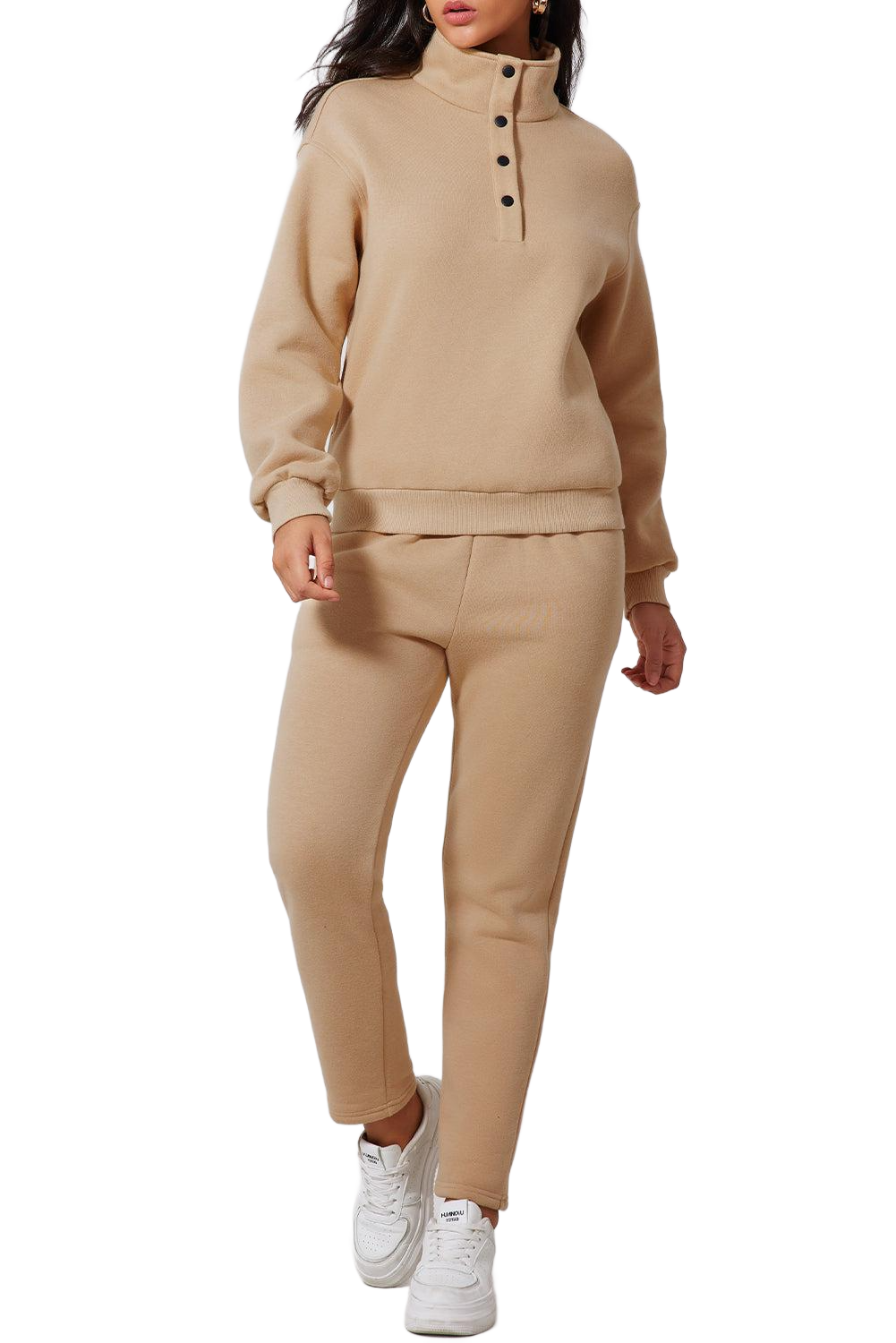 Half Snap Turtleneck Top and Pants Active Set