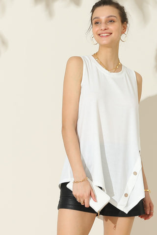 Nine xis Round Neck Button Side Tank