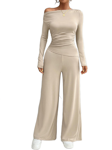 Long Sleeve Top and Wide Leg Pants Set