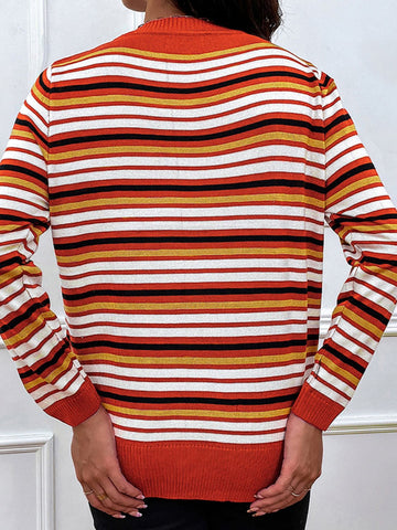 Striped Round Neck Long Sleeve Sweater