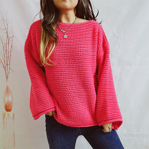 Boat Neck Long Sleeve Sweater