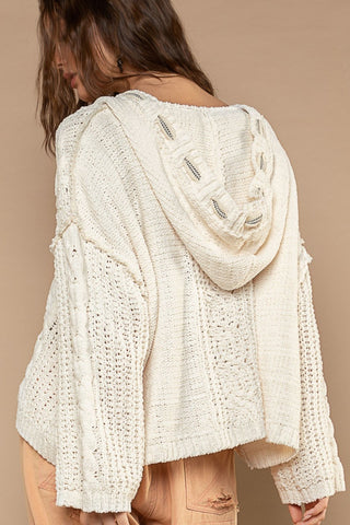 Cable Knit Hooded Chenille Sweater