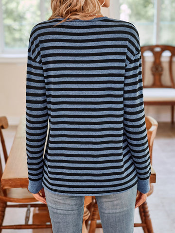 Striped Round Neck Long Sleeve T-Shirt